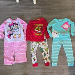 Kids Pink Minnie & Daisy Sleep Set - Pink Striped Pajamas